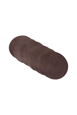 Xiaaokeji Yuvarlak Örgülü Amerikan Servis Takımı 6'lı Masa Örtüsü 15 İnç Kahverengi Kahverengi