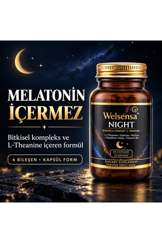 Welsensa Night Stressiz Ve Derin Uyku Döngüsüne Yardımcı Melatoninsiz Formül 60 Kapsül