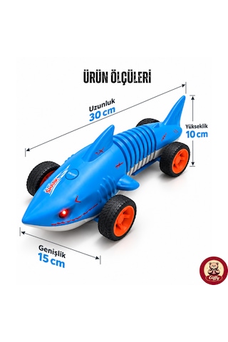 Oyuncak Uzaktan Kumandalı Köpek Balığı Pilli Işıklı Full Fonksiyon Hareket Kabiliyetli 30 Cm Boyutunda Mavi