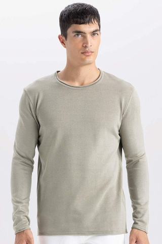 DeFacto Relax Fit Bisiklet Yaka Basic Düz Triko Kazak D3278AX24WNKH461