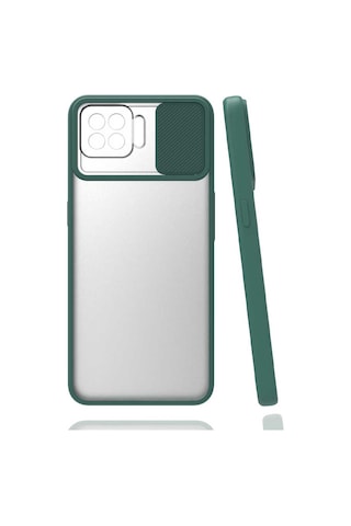 Noktaks - Oppo A73 Uyumlu - Kılıf Slayt Sürgülü Arkası Buzlu Lensi Kapak - Siyah