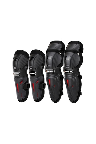 Hallow Autotop Motosiklet Dizlik Ve Dirseklik Set 4 Parça Siyah Siyah