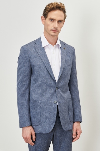 AC&Co / Altınyıldız Classics Erkek Mavı Slim Fit Dar Kesim Mono Yaka Seyahat Çantalı Desenli Takım Elbise Mavı Mavi