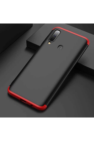 Samsung Uyumlu Galaxy A20s Kılıf Zore Ays Kapak Siyah-Kırmızı