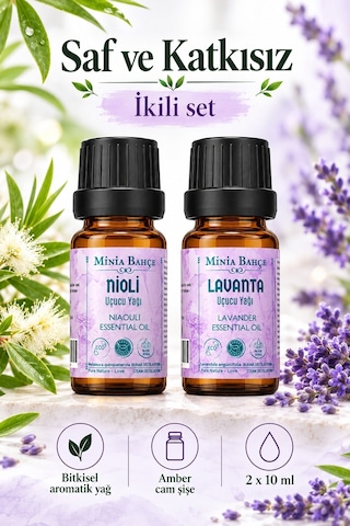 Minia Bahçe Bitki Ve Sanat Atölyesi Nioli Niaouli & Lavanta Uçucu Yağ Seti 2 x 10 ML