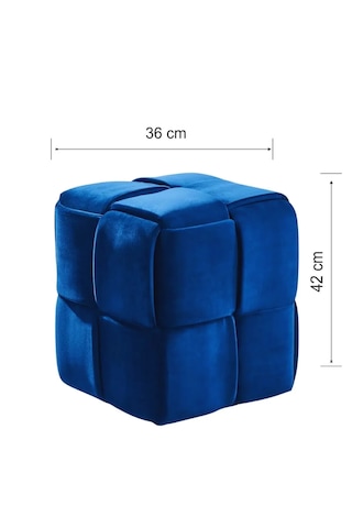 Most Spiral Kare Puf 19 Lacivert Kadife Kumaş Evinize Teslim