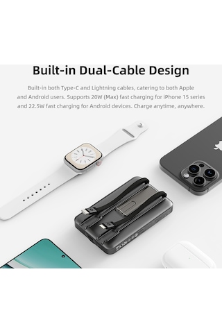 P50 10.000 Mah 5-in-1 Pd20w Magsafe Powerbank Siyah Gri
