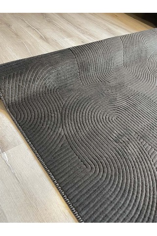 Rölyef Halı Yolluk Antrasit Renk Kaymaz Taban Makinada Yıkanabilir Salon, Mutfak, Koridor, Balkon, Çocuk Odası Halısı Antrasit