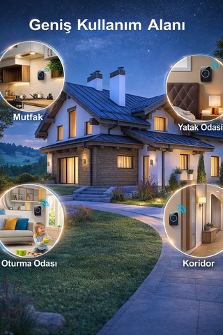 2 Buton 1 Alıcı Kablosuz Kapı Zili Led Göstergeli Siyah, 300 M Güçlü Çekim, 60 Melodi, Yüksek Ses Ayarlı