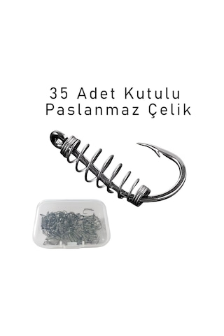 Valkyrie 35 Adet Yaylı Balık Kancası Seti Paslanmaz Çelik Hazneli Yem Tutucu Olta İğnesi 5- 11