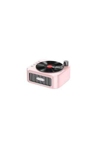 Makine Retro Gramofon Ses Bluetooth Hoparlör-gün Batımı Pembe