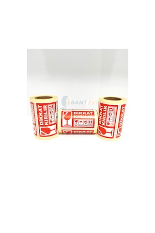 Dikkat Kırılır Etiket 10Cm X 5Cm 250 Adet Uyarı Kırılabilir