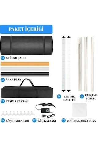 Hpytech Led Işıklı Ürün Fotoğraf Çekim Kabini-büyük Stüdyo Çad...