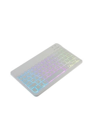 10 İnç Kablosuz Bt Klavye Ultra İnce Şarj Edilebilir Bt Klavye Üç Sistem Uyumlu Karışık Işık Efekti Beyaz