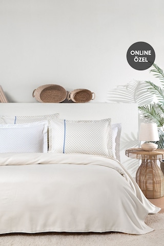 Yataş Pinto Çift Kişilik Bambu Pike Takımı - Ekru