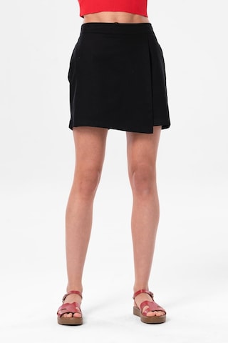 Sinem Gabardin Yazlık Şort Etek Siyah Syh-siyah Siyah