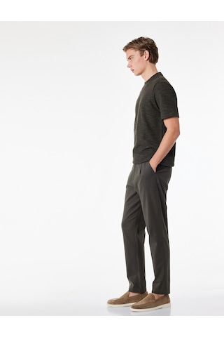 Koton Regular Fit Beli Lastikli Düğmeli Düz Paça Keten Karışımlı Chino Yazlık Pantolon Antrasit 6sam40003hw