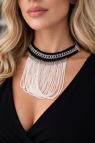 El Yapımı Boncuklu Zincir Detaylı Choker Kolye Şık Ve Modern Tasarım çok renkli