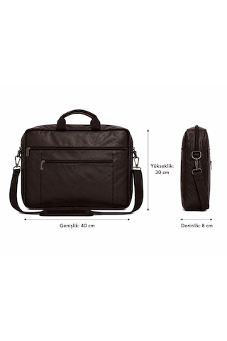 Mıno Tech Unisex Suni Deri Laptop Evrak Çantası Ayarlanabilir Omuz Askılı Acı Kahverengi