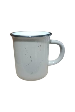 Seramik Kulplu Bardak Renkli Emaye Görünümlü 260 Cc - Ekru Ekru