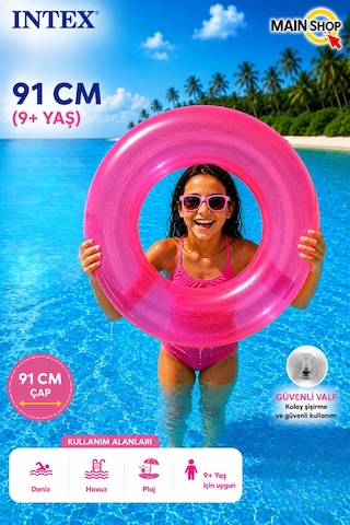 Mainshop Intex Fosforlu Büyük Boy Deniz Simidi 91 Cm 9+ Yaş Yetişkin - Çocuk Havuz Simidi M- 59262