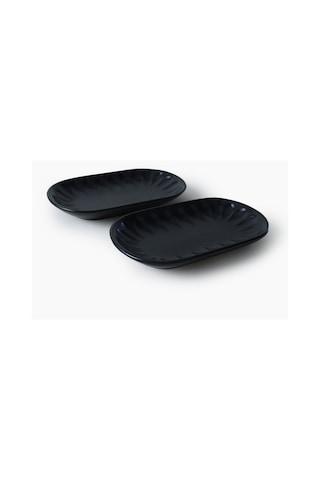 Keramika Mat Siyah Badem Kayık Tabak 22 Cm 2 Adet 956