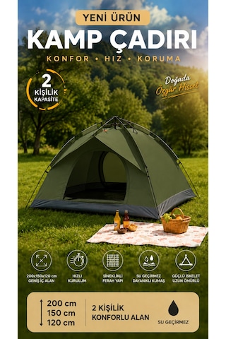 Çadır Tam Otomatik Kamp Çadırı 2 Kişilik 200x150 Cm 3 Saniyede Kurulum Su Geçirmez Geniş Çadır Outdoor Haki Çadır Tam Otomatik Kamp Çadırı 2 Kişilik 200x150 Cm 3 Saniyede Kurulum Su Geçirmez Geniş Çadır Outdoor Haki