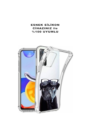 Oppo A94 Uyumlu Köpek 3 Baskılı Şeffaf Köşe Korumalı Antişok Kılıf