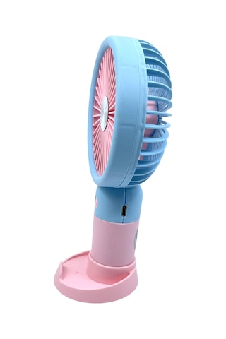 Şarjlı Taşınabilir El Pervanesi / Masa Üstü Mini Fan Mavi-pembe