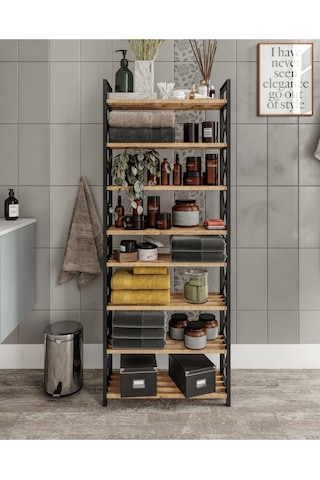 Ravilo Çok Amaçlı Dekoratif Banyo Rafı 8 Katlı Meşe Meşe