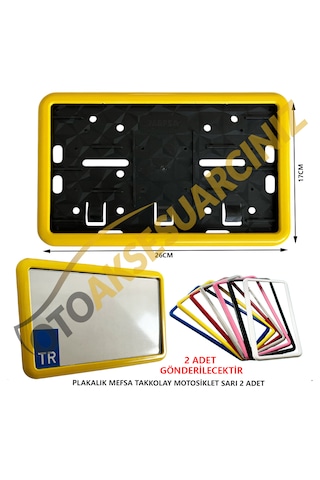 Plakalık Plastik Tak Kolay Motor Motosiklet Sarı Çerçeveli 2 Adet
