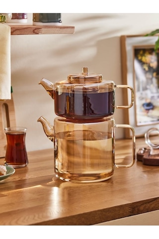 Karaca Flat Borosilikat Cam Çaydanlık Amber