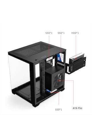 Aktuf Royal Siyah 3 Rgb Fanlı Temperli Cam Panel Boş M-atx Gaming Oyuncu Bilgisayar Kasası