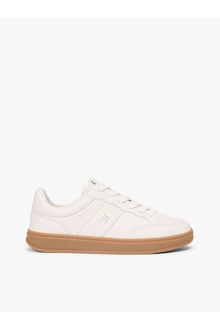 Tommy Hilfiger Th Herıtage Court Sneaker Ltr Kadın Bej Sneakers - Fw0fw09028
