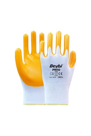 Beybi Nitril Pmk Pn10 9 Beden 12li Paket Polyester Örme Nitril Eldiven 4141a Nitril 1-2 Kaplama Çok Renkli