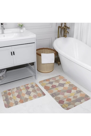 Eliana Home Dijital Baskılı 2'li Banyo Paspas Takımı Lna5118 Kahverengi