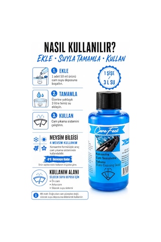 Konsantre Oto Cam Temizleme Sabunu Araç Cam Silecek Suyu 50 Ml X 8 Adet