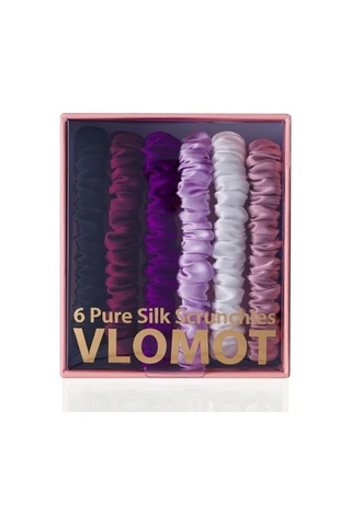Vlomot 6 Adet İpek Saç Bağları,%100 Saf Dut İpek Skinny Scrunchies, Saç Bakımı, Hasar Vermez, 6 Şık Renk Mor, Siyah, Bordo, Lavanta, Beyaz, Leylak Diğer