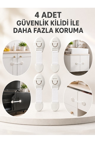 4'lü Esnek Kayışlı Çocuk Güvenlik Kilidi Pratik Ve Güvenli Kullanım 3855796