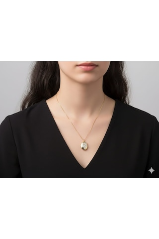 Akfecan Çelik 316l Zirkon Taşlı Içi Açılır Alya Kolye Altın