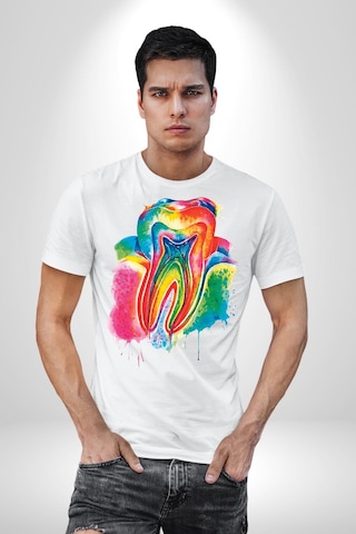 Diş Doktoru Diş Anatomisi Özel Tasarım Unisex Unisex Beyaz Organik Baskılı T-shirt Penye Yüksek Kalite Beyaz