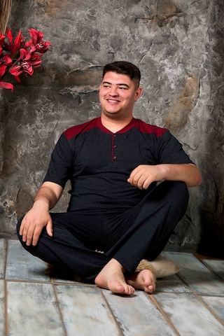 Nisanca Yazlık Büyük Beden Erkek Pamuk Pijama Takımı- Kısa Kollu Erkek Pijaması Yesil