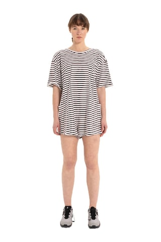Inguz Stripe %100 Pamuk Şort Tulum Siyah - Beyaz