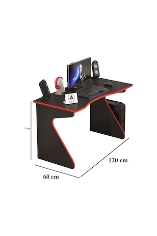 Hilal Model Düz Oyuncu Masası Gamer Masası 120x60 Cm Siyah