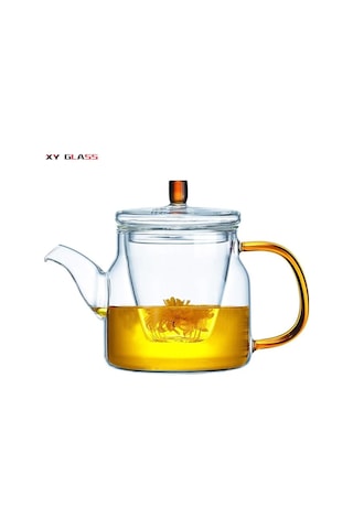 Morponi Borosilikat Cam Cam Kapaklı Ve Süzgeçli Gold Sap Demlik 800 Ml Tkb Aw2005 Şeffaf