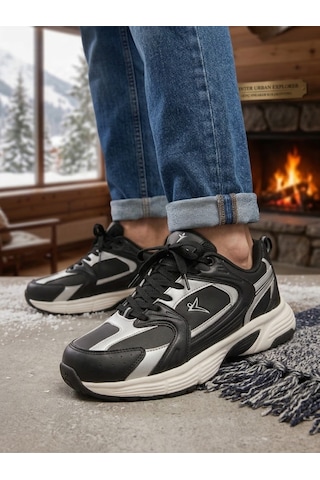 Cool Genç Unisex Kışlık Su Geçirmez Kaydırmaz Hafif Kauçuk Taban Rahat Deri Spor Ayakkabı siyah
