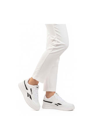 Beyaz Siyah Bağcıklı Hafif Cilt Unisex Spor Ayakkabı Marlow G Beyaz - Siyah