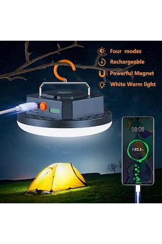 Cordial 7200mah Beyaz Şarj Edilebilir Lityum Pil Led Kamp Lambası Taşınabilir Acil Durum Çadır Lambası 2 Mod Sıcak Soğuk Beyaz 15w