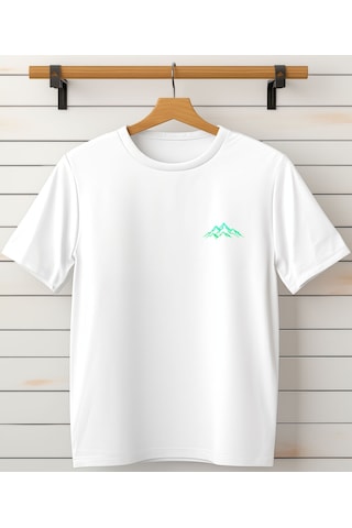 Dağ Özel Tasarım Baskılı Unisex T-shirt - Cep Detaylı Tişört Beyaz Dağ Özel Tasarım Baskılı Unisex T-shirt - Cep Detaylı Tişört Beyaz