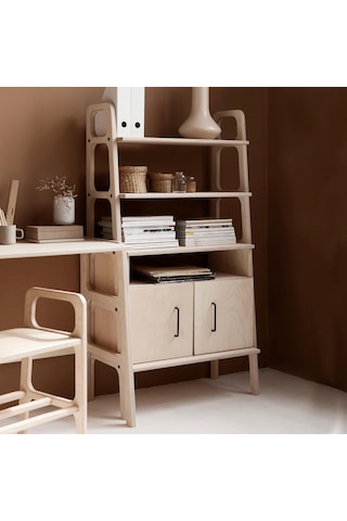 Woodesk Alba, Ahşap, 140x75, Kitaplık Ve Raf Ünitesi Natural Renk